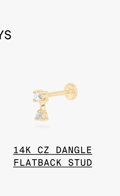 14K CZ DANGLE FLATBACK STUD