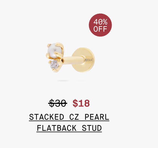 STACKED CZ PEARL FLATBACK STUD
