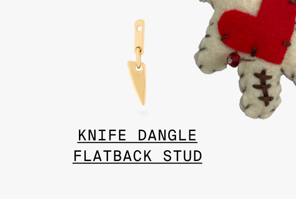 KNIFE DANGLE FLATBACK STUD