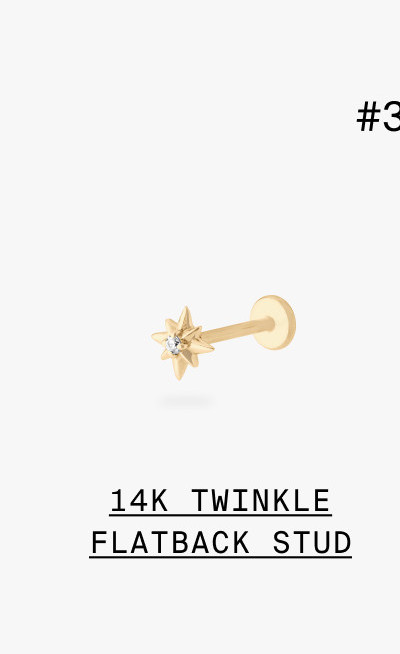 14K TWINKLE FLATBACK STUD