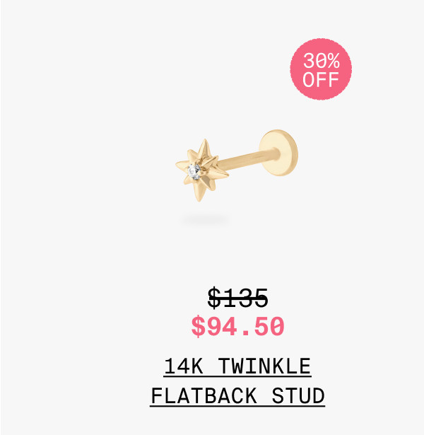 14K TWINKLE FLATBACK STUD