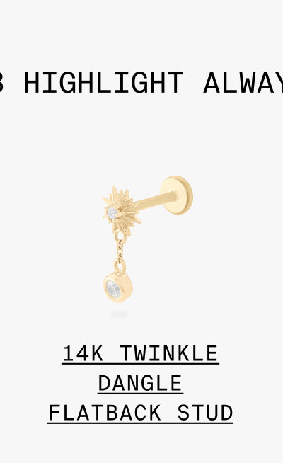 14K TWINKLE DANGLE FLATBACK STUD