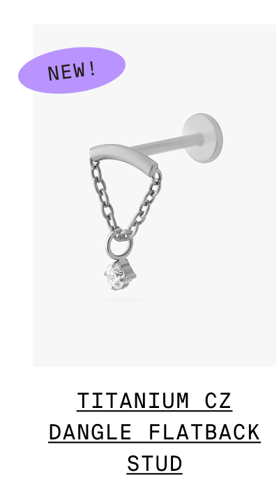 TITANIUM CZ DANGLE FLATBACK STUD