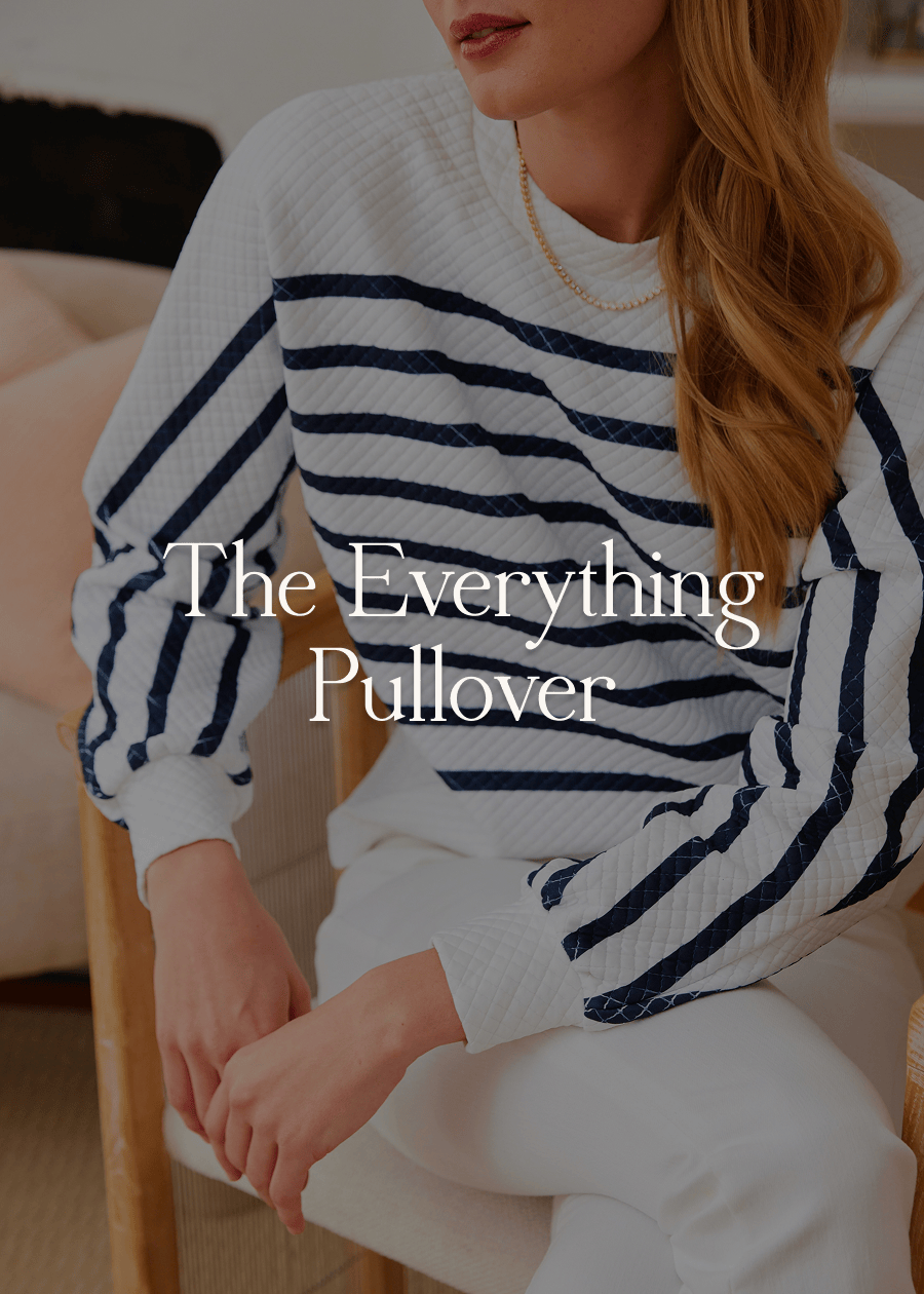 The Everything Pullover Some pieces are made to solve problems—and the P'Town Pullover is your "what to wear for the transition" fix.   The Waffle texture and Navy stripes offer a broken-in, dimensional feel with graphic appeal. An elevated-yet-relaxed fit means you throw it on and go—anywhere.  How will you wear it? The question is, how won't you? -With white jeans and sneakers for weekend errands -Over a collared shirt for elevated casual -With cropped pants and loafers for Spring dinners -Layered under a blazer for a pop of polished prep  The list goes on. Get yours—and get out there this Spring.  Shop the top >