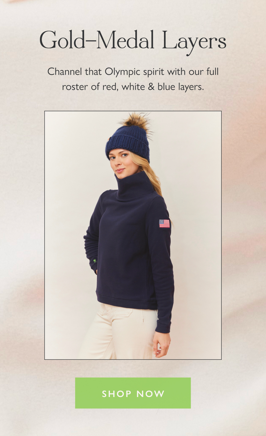 Gold-Medal Layers Channel that Olympic spirit with our full roster of red, white & blue layers.  Shop now