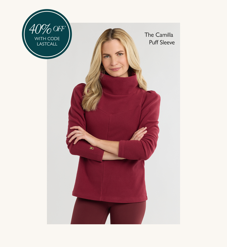 The Camilla Puff Sleeve Turtleneck in Vello Fleece (Burgundy)