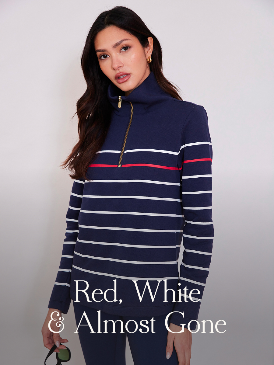Red, White & Almost Gone These stripes are flying: Our Manchester Pullover in French Terry just dropped with our Americana Season collection and it's already almost gone. Yours is waiting—but not for long.  Shop Yours