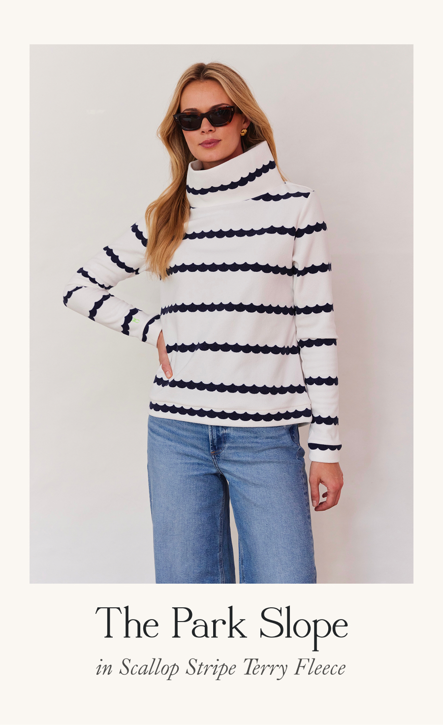 The Park Slope in Scallop Stripe Terry Fleece