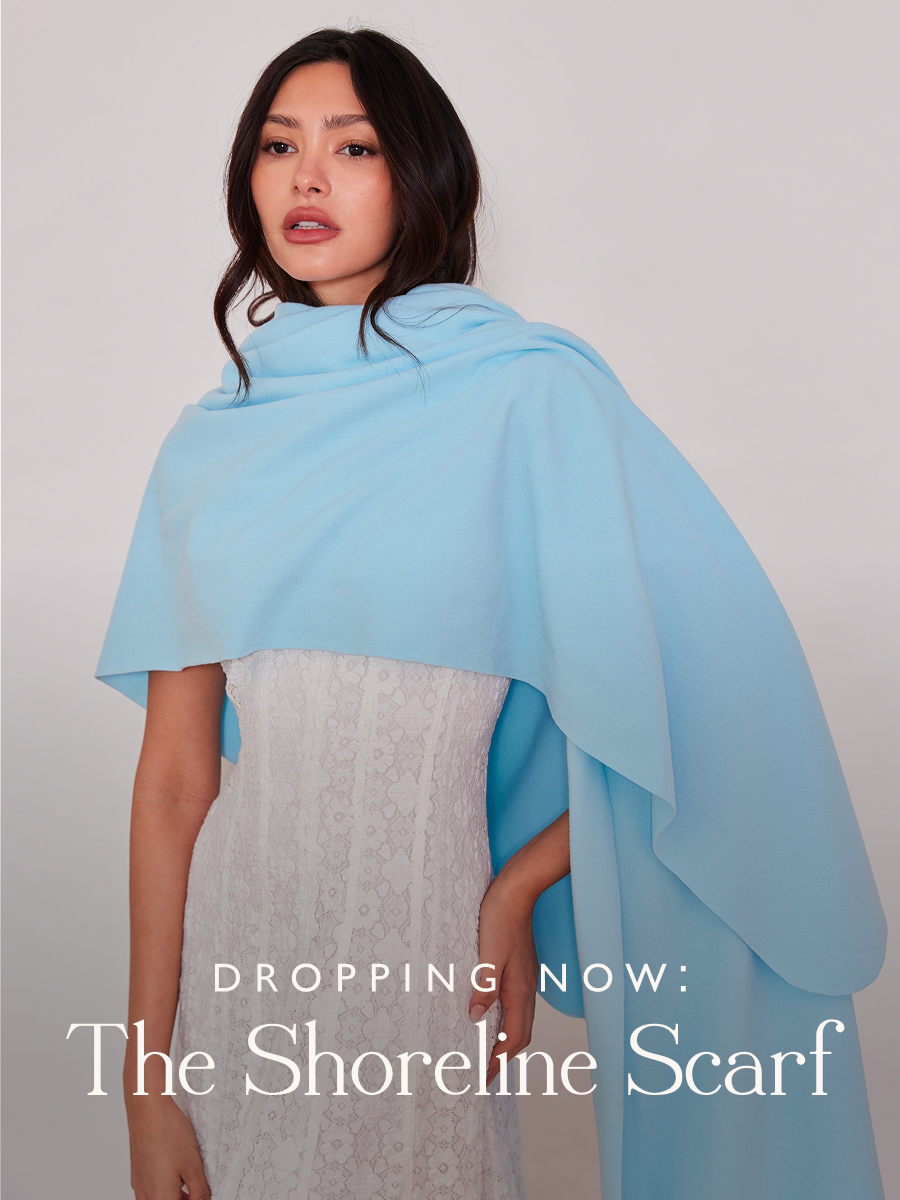 Dropping Now: The Shoreline Scarf Our latest iteration on the everything scarf gives whatever you're wearing the Dudley Terry treatment. In two versatile blue shades, it's your new go-to for Spring occasions, Summer breezes and all-year travel layering.  Shop the Drop