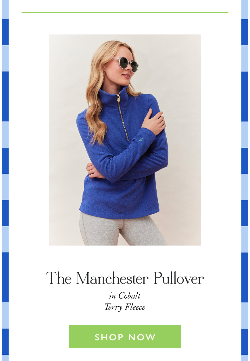 The Manchester Pullover  in Cobalt   Terry Fleece