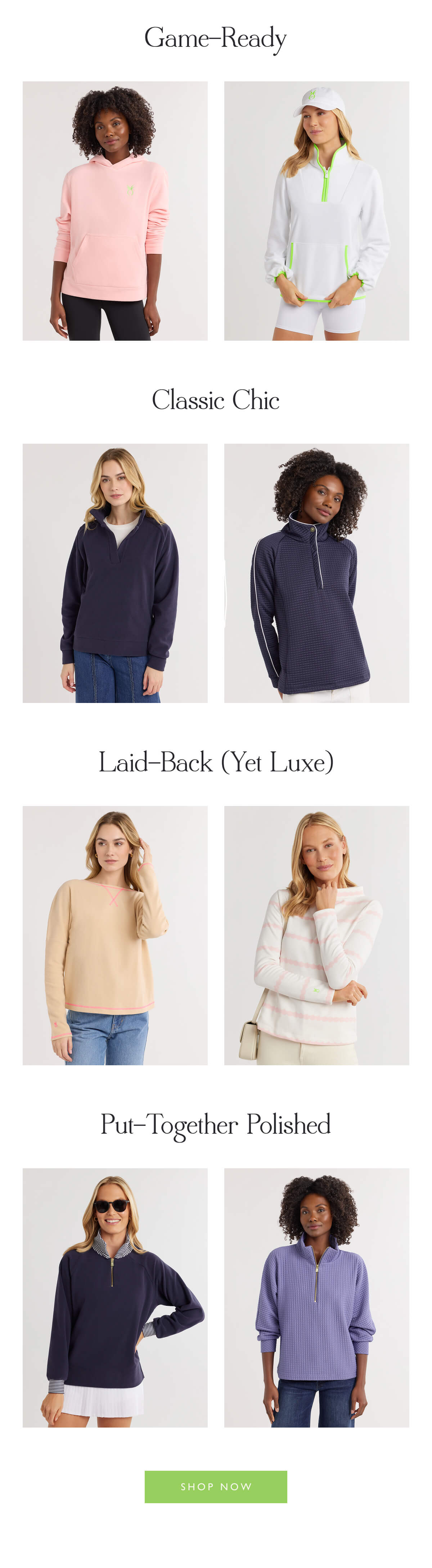  Spring Hero: The Pullover Rain, sun...70s, 40s. Whatever it's doing outside today, you have a plan—and it's a pullover. Lucky for you, we have one for every day...and mood.  Shop now 