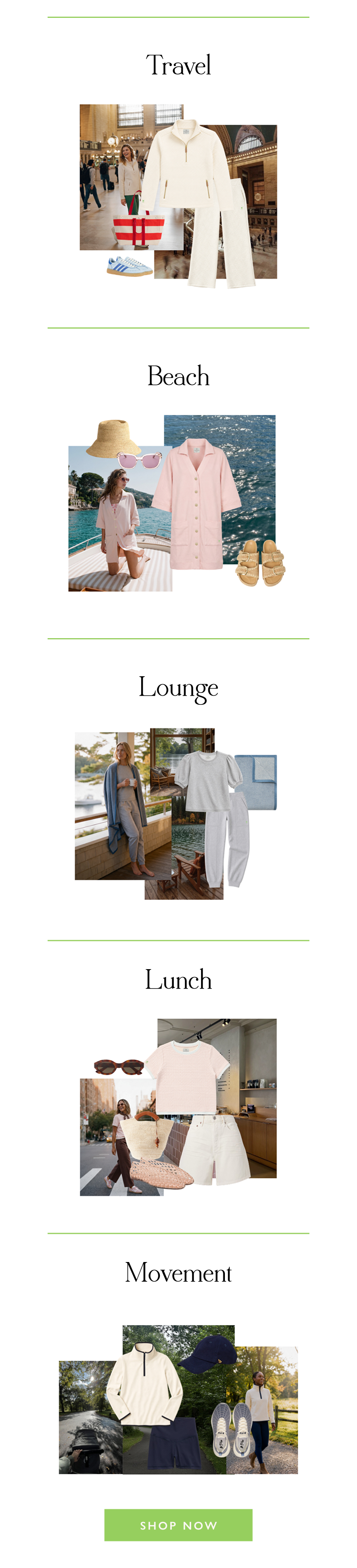Travel  Beach  Lounge  Lunch  Movement  Shop Now