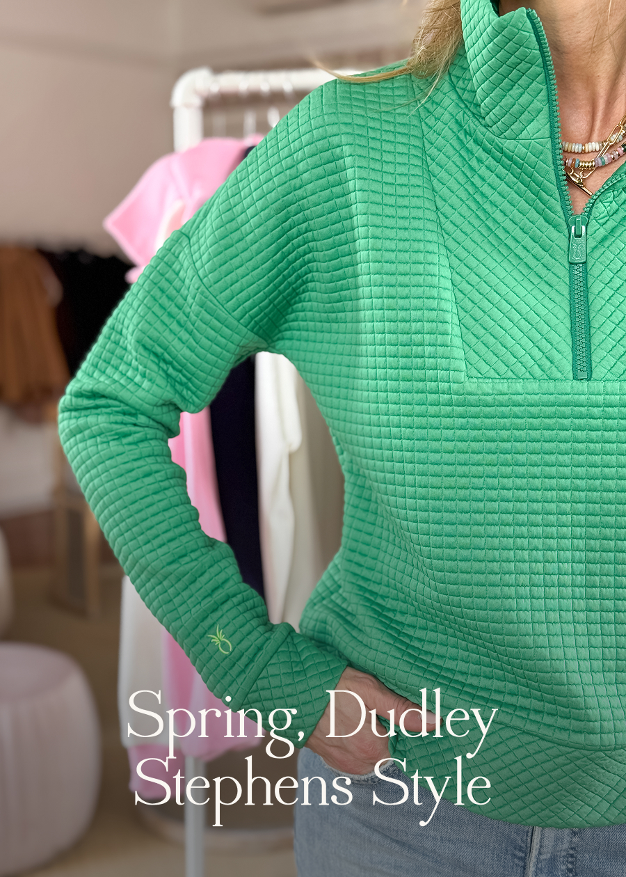 Spring, Dudley Stephens Style Every Spring awakens a fresh trove of fashion trends—but the best ones don't require a full wardrobe overhaul. With the right layers, you can tap into the season's trends while staying true to the pieces you actually love to wear.  Like these. From bold color to modern prep, these Dudleys put runway trends into your everyday rotation—effortlessly.  Shop Spring Trends