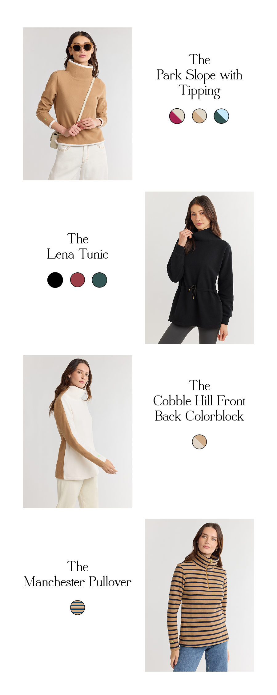 Drop Preview: Turtleneck Twists Arriving tomorrow at a special time—8 a.m. ET—colorful twists on our trademark silhouette—and a pullover in our bestselling Greenpoint length.   Plus, open tomorrow's email for a special, subscribers-only Drop Day surprise! 