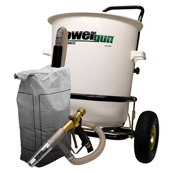 Clemco Power Gun with cart, hopper, 30-ft hoses