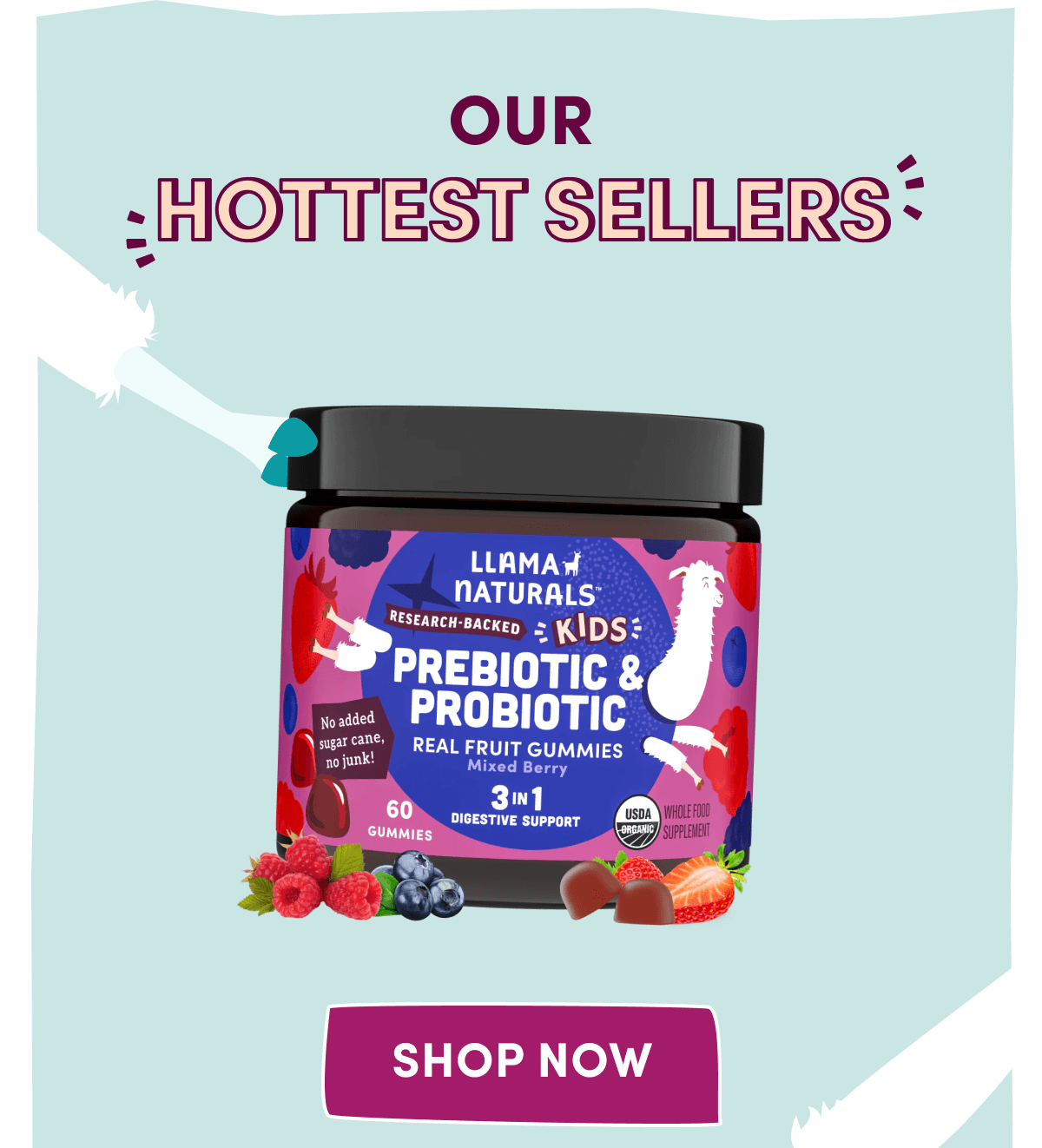 Kids Prebiotic & Probiotic Gummies, Mixed Berry