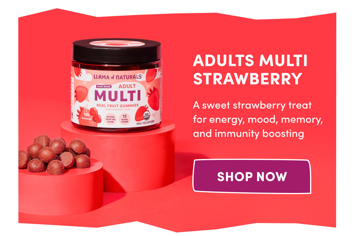 ADULTS MULTI STRAWBERRY | A sweet strawberry treat for energy, mood, memory, and immunity boosting | [ SHOP NOW ]