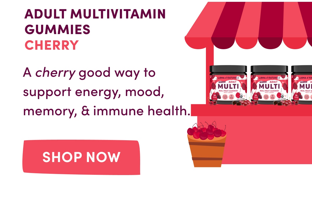 Adult Whole Food Multivitamin Gummies, Cherry