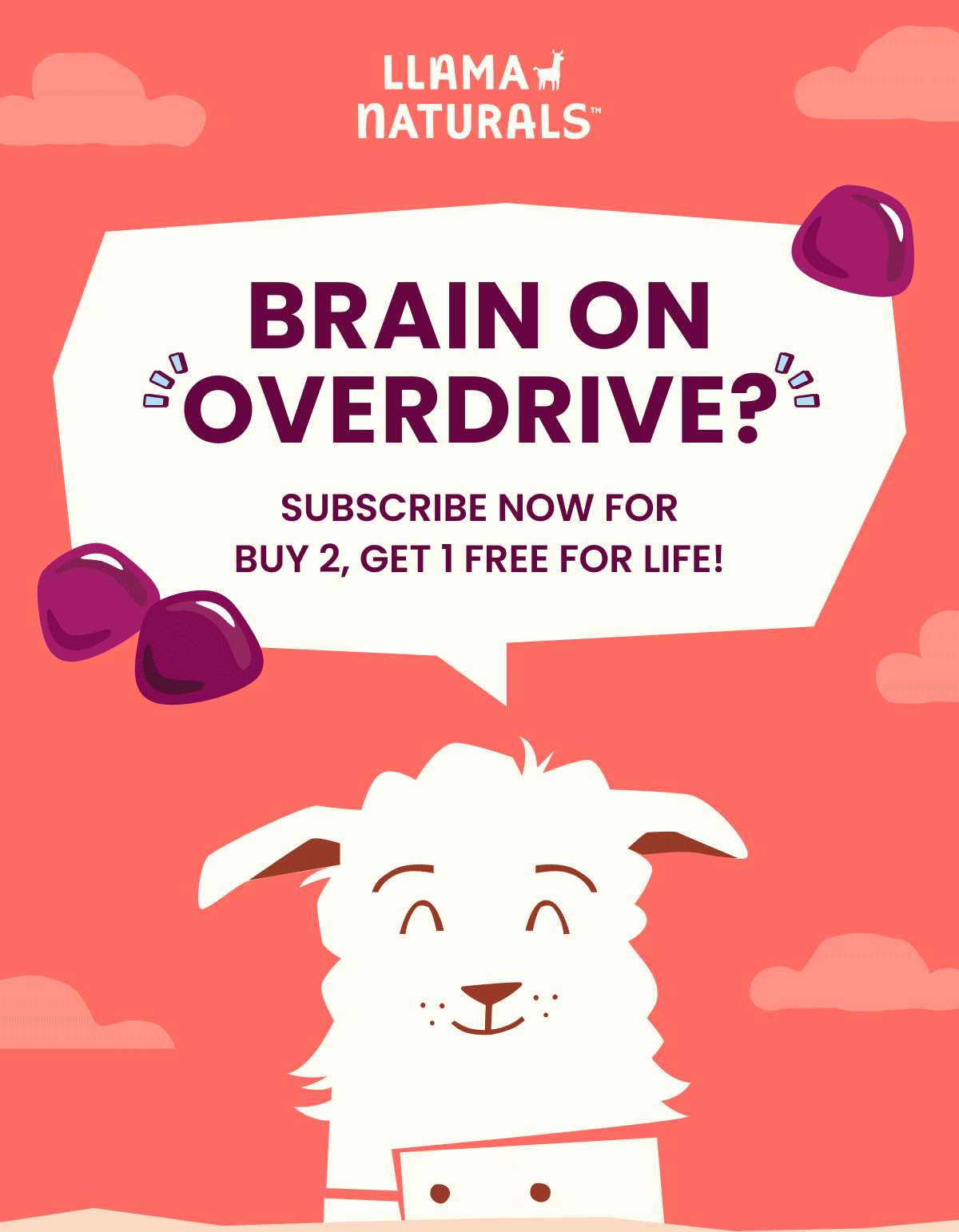 Llama Naturals | BRAIN ON overdrive? SUBSCRIBE NOW FOR BUY 2, GET 1 FREE FOR LIFE!