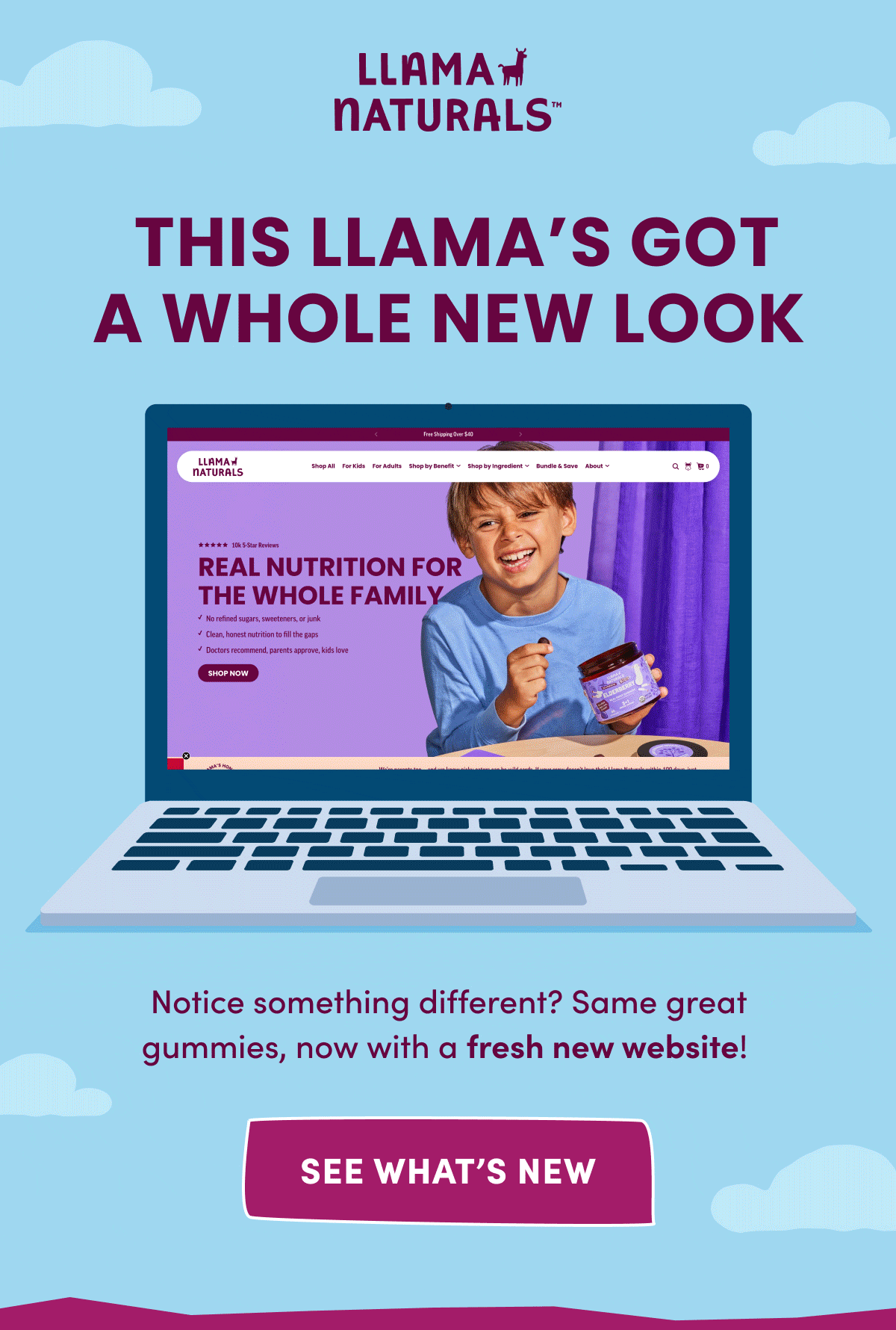 Llama Naturals | THIS LLAMA'S GOT A WHOLE NEW LOOK | Notice something different? Same great gummies, now with a fresh new website! | [ SEE WHAT'S NEW ]