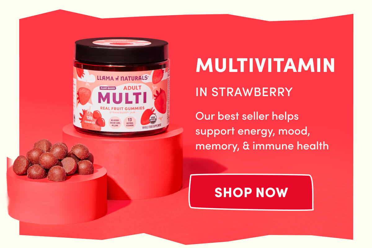 MULTIVITAMIN IN STRAWBERRY | Our best seller helps support energy, mood, memory, & immune health | [ SHOP NOW ]