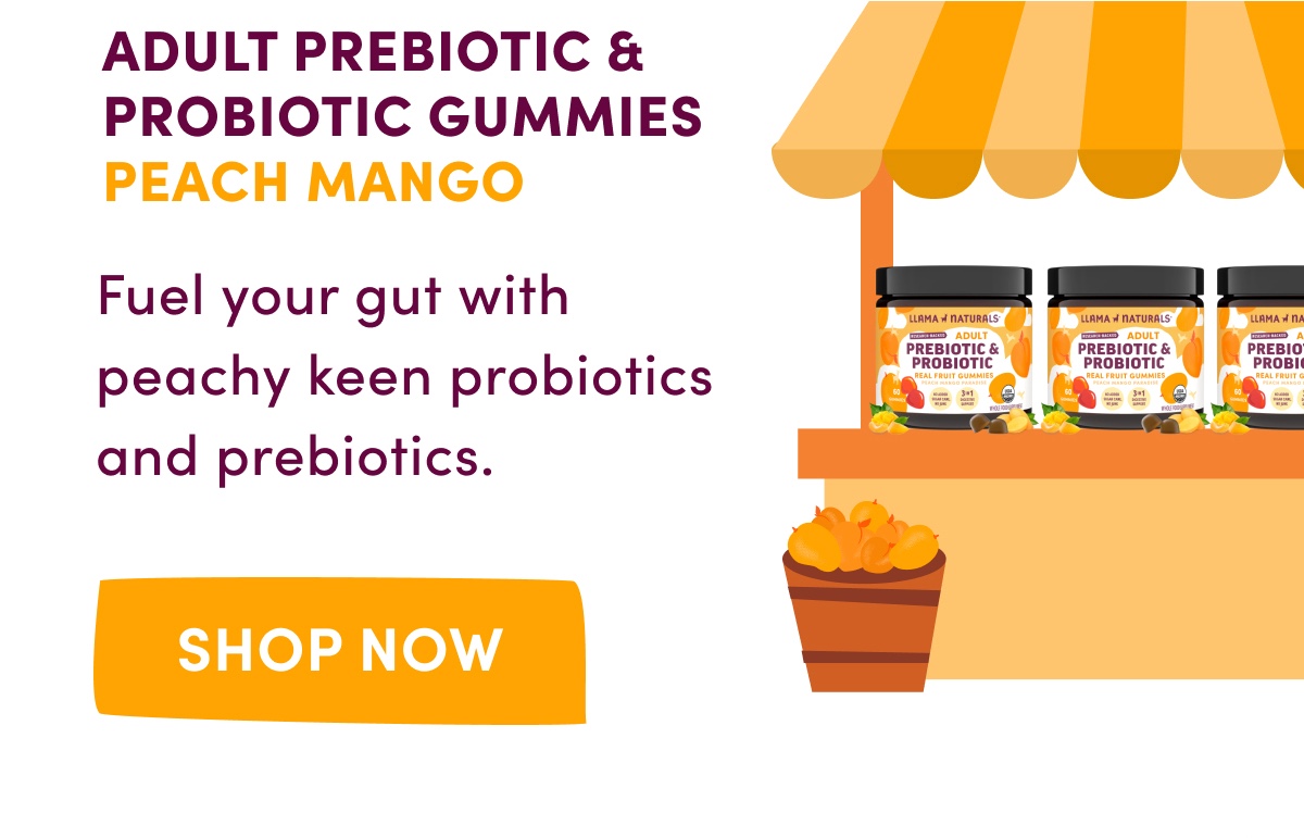 Adult Prebiotic & Probiotic Gummies, Peach Mango