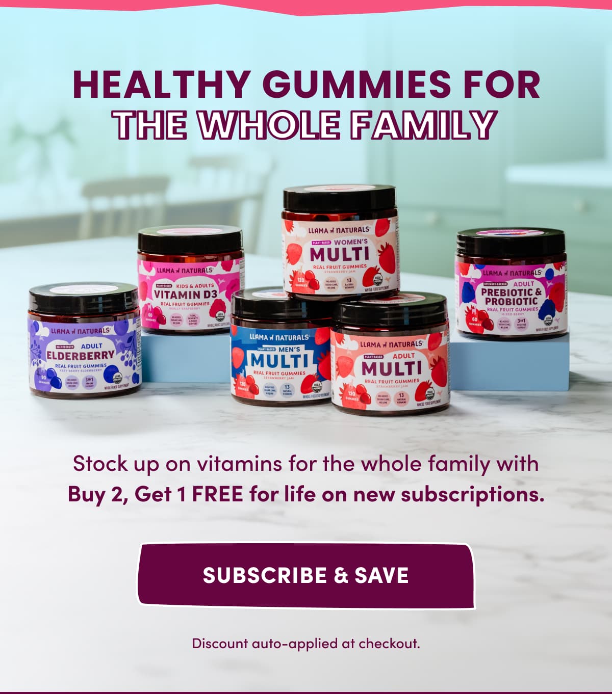 Healthy Gummies for the Whole Family | Stock up on vitamins for the whole family with Buy 2, Get 1 FREE for life on new subscriptions. | subscribe & save | Discount auto-applied at checkout.