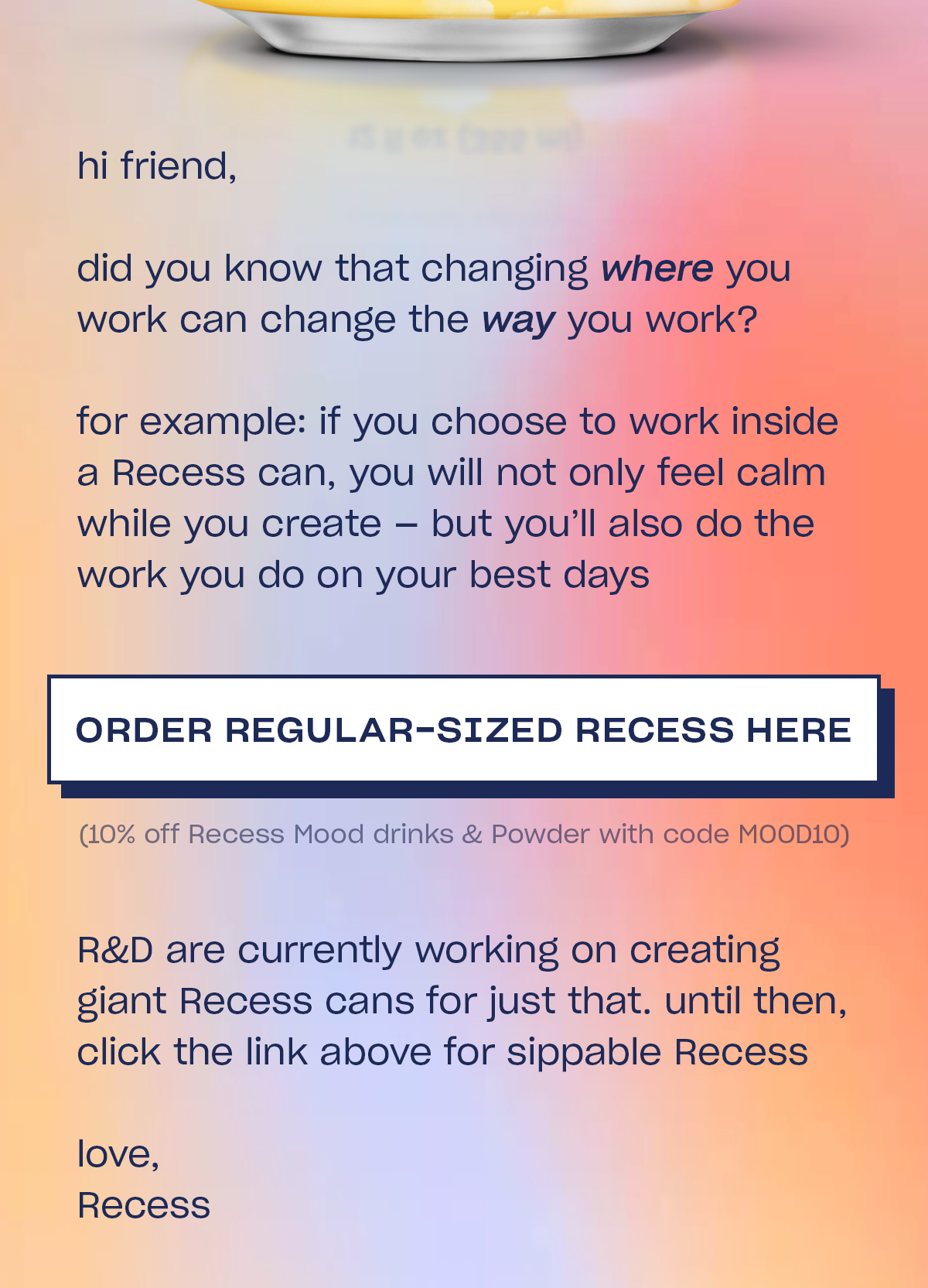 order regular-sized recess