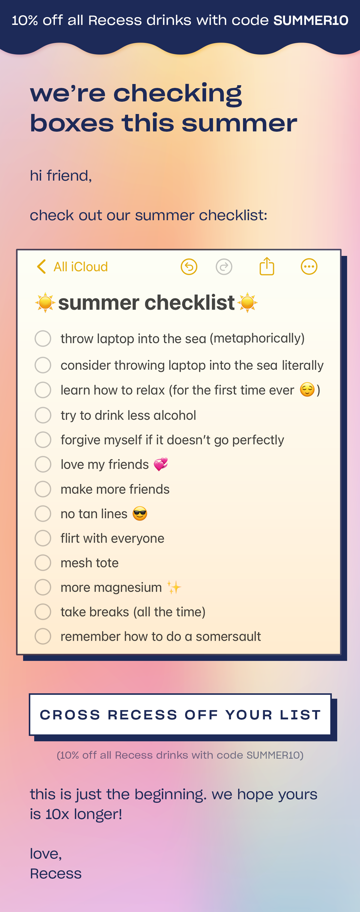 cross Recess off your list