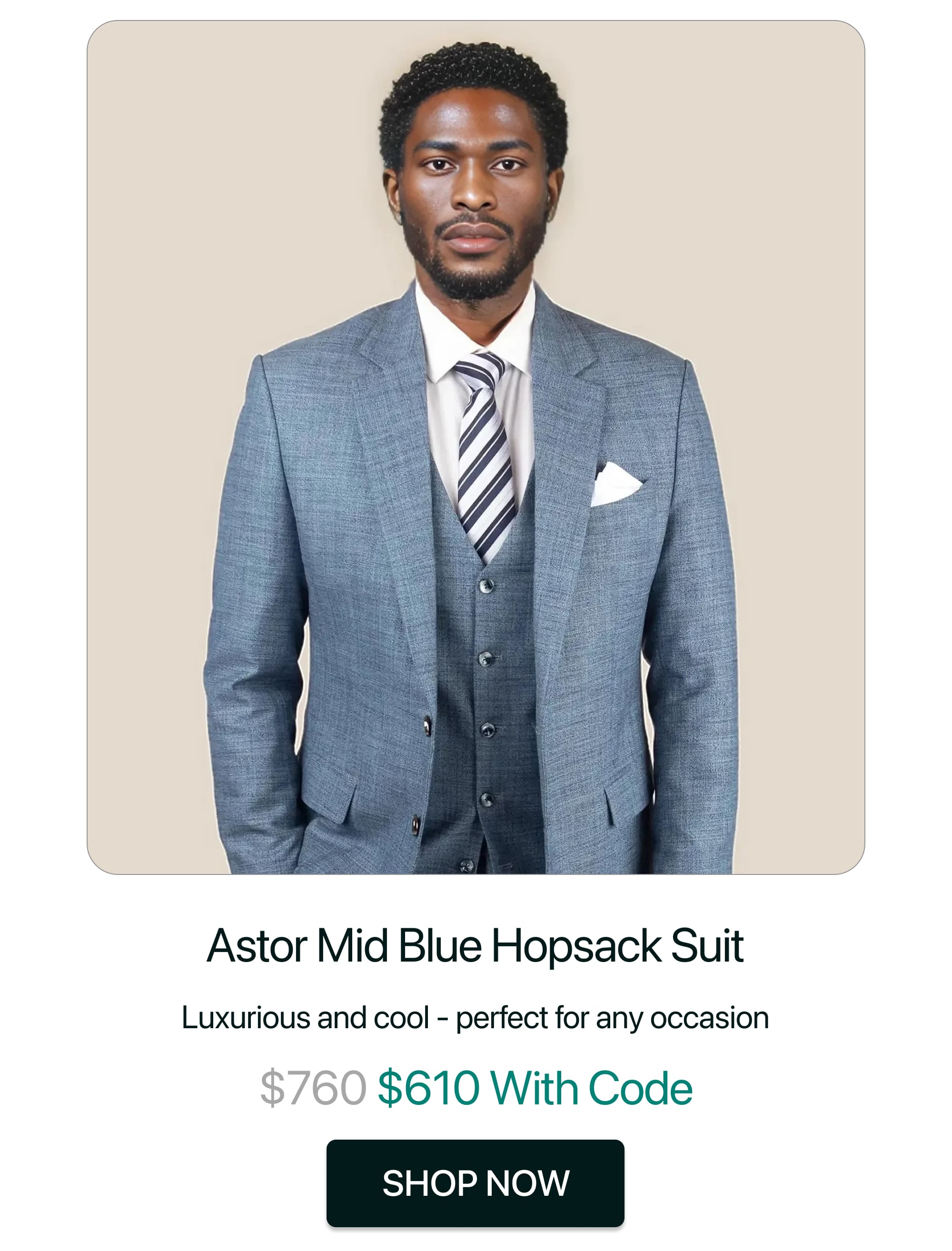 Astor Mid Blue Hopsack Suit
