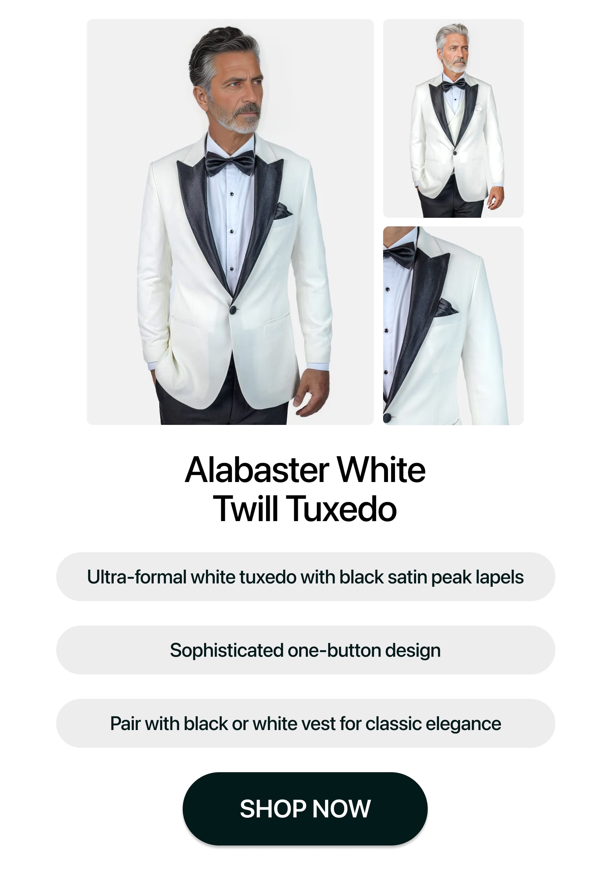 Alabaster White Twill Tuxedo