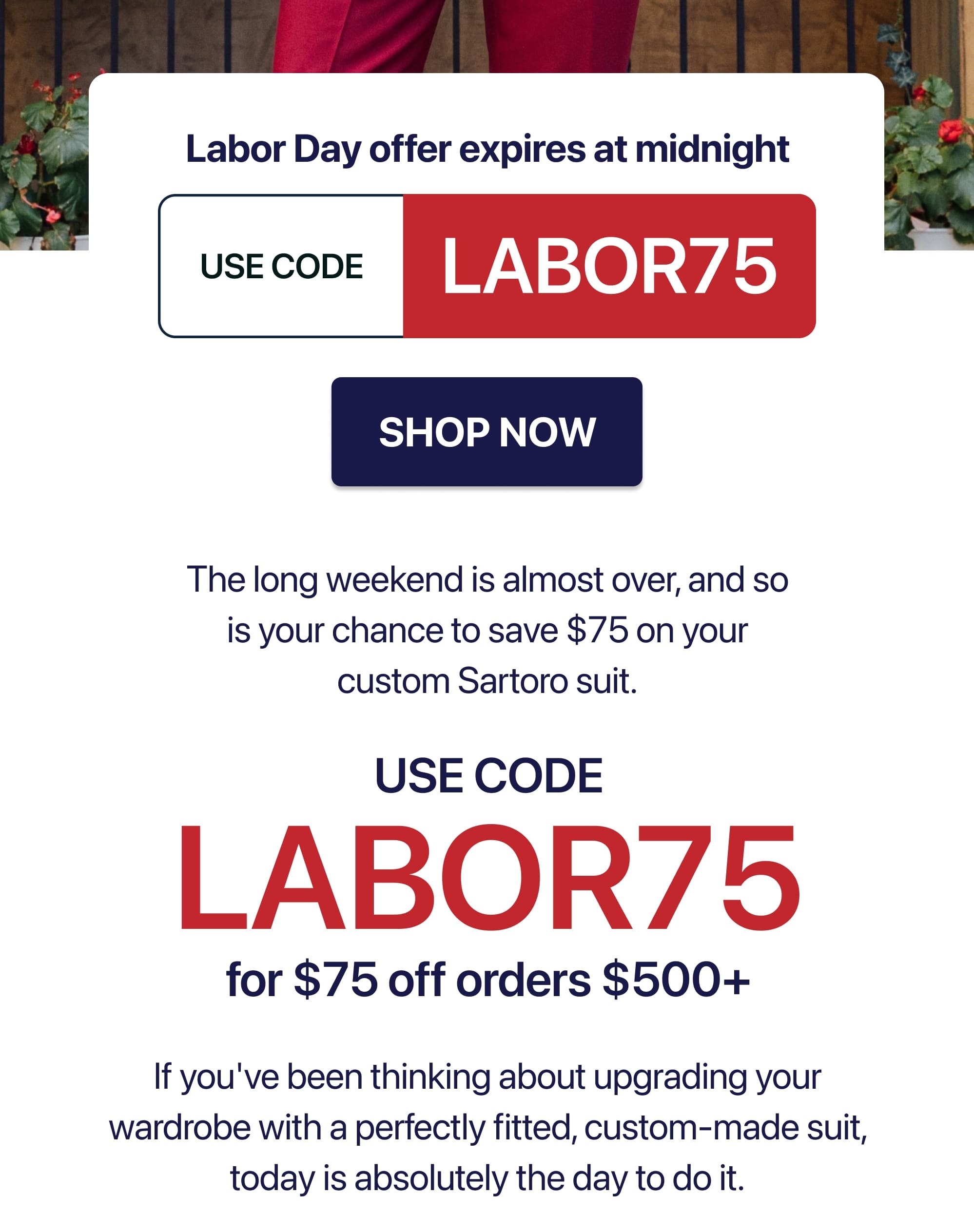 Use Code: LABOR75