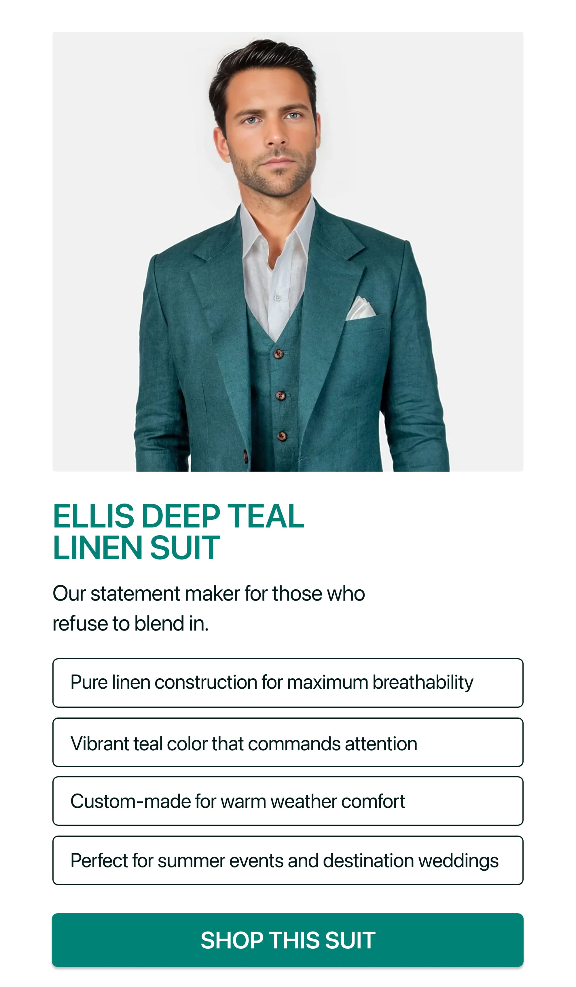 ELLIS DEEP TEAL LINEN SUIT