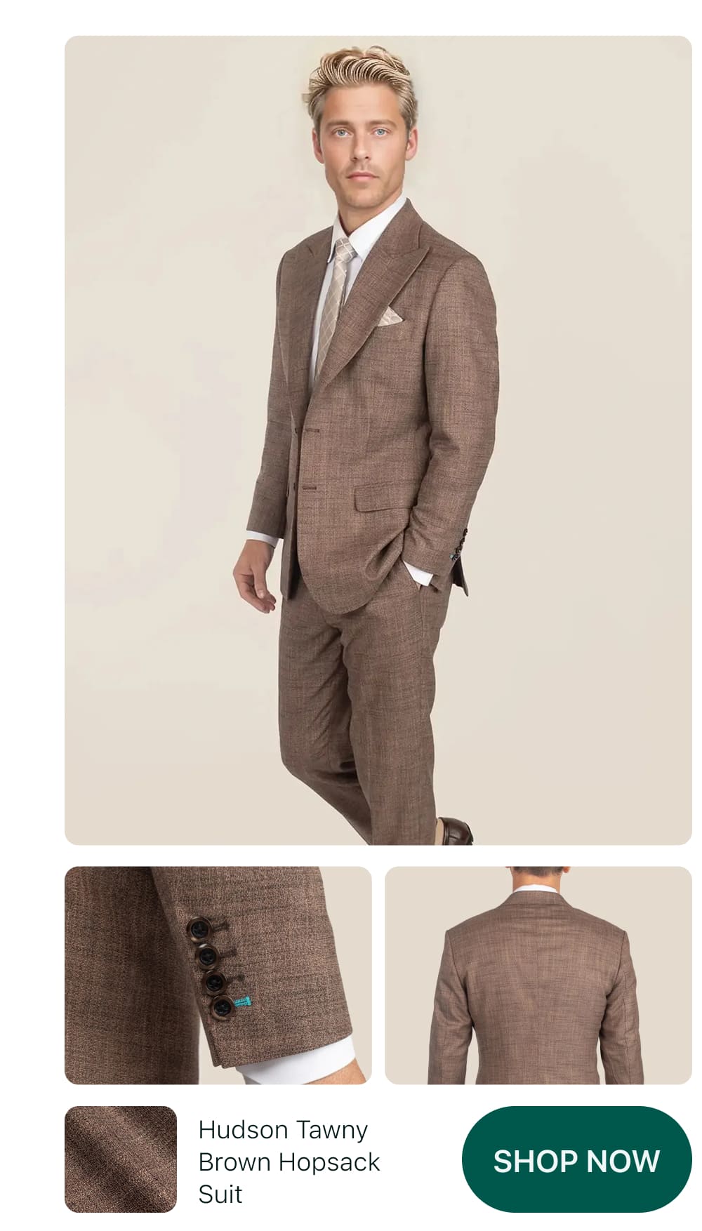 Hudson Tawny Brown Hopsack Suit