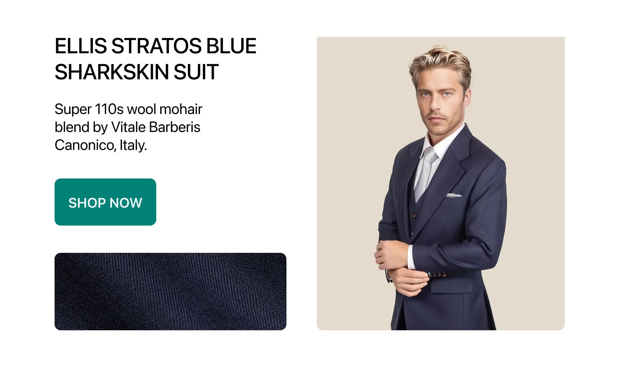 Ellis Stratos Blue Sharkskin Suit