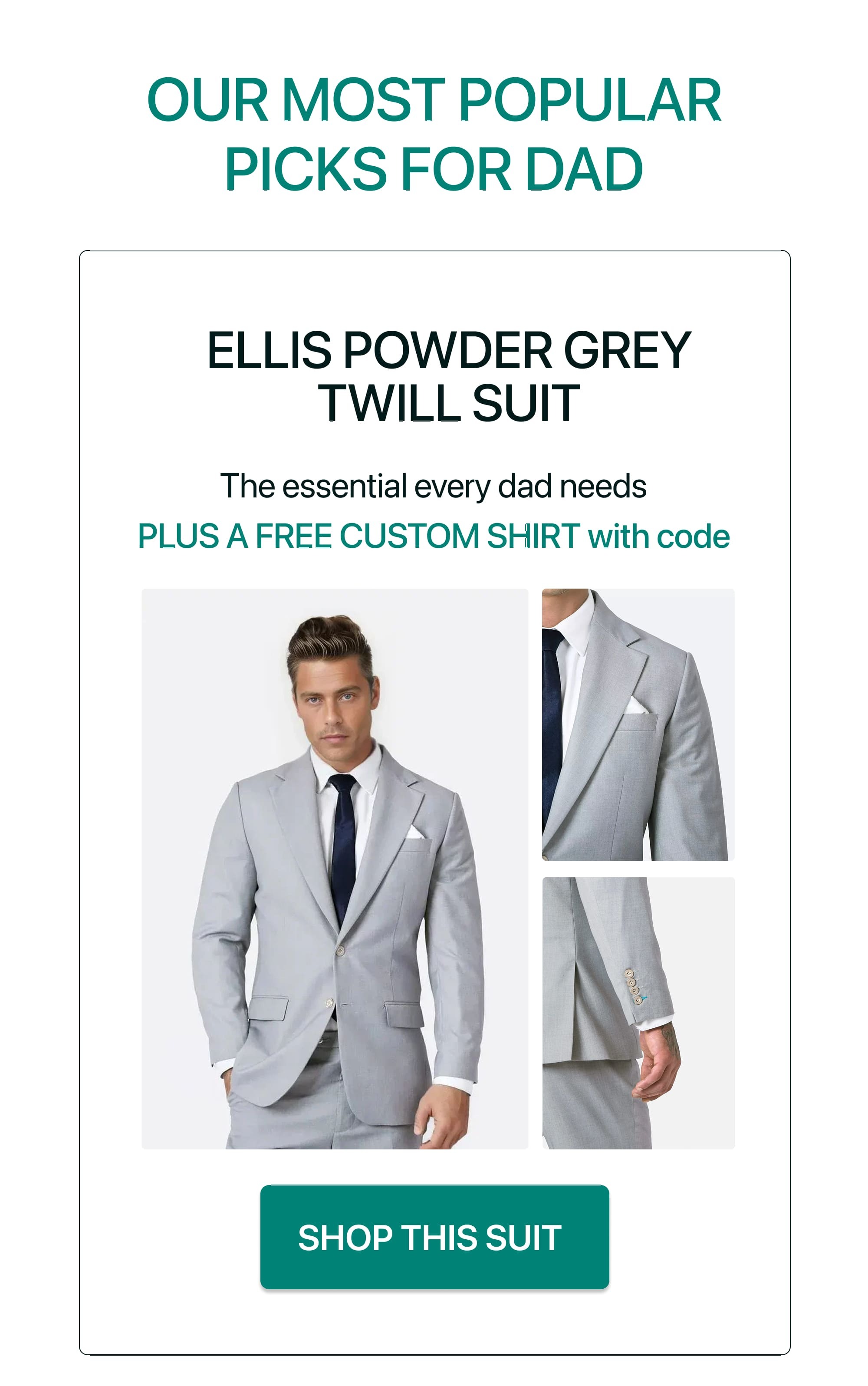 Ellis Powder Grey Twill Suit