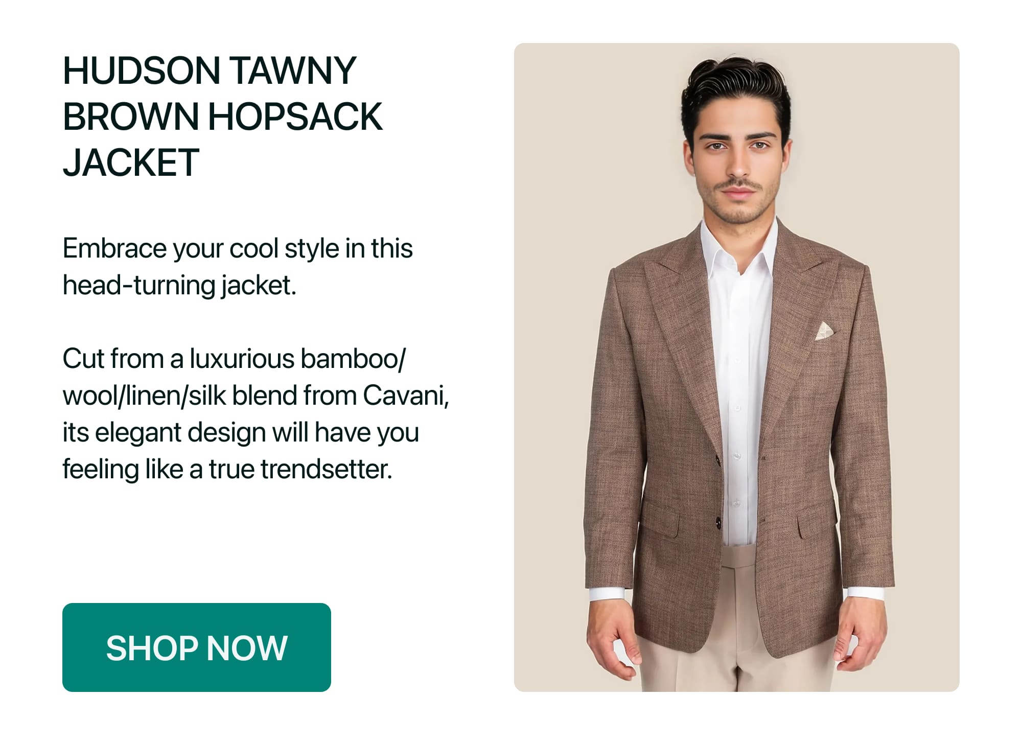 HUDSON TAWNY BROWN HOPSACK JACKET