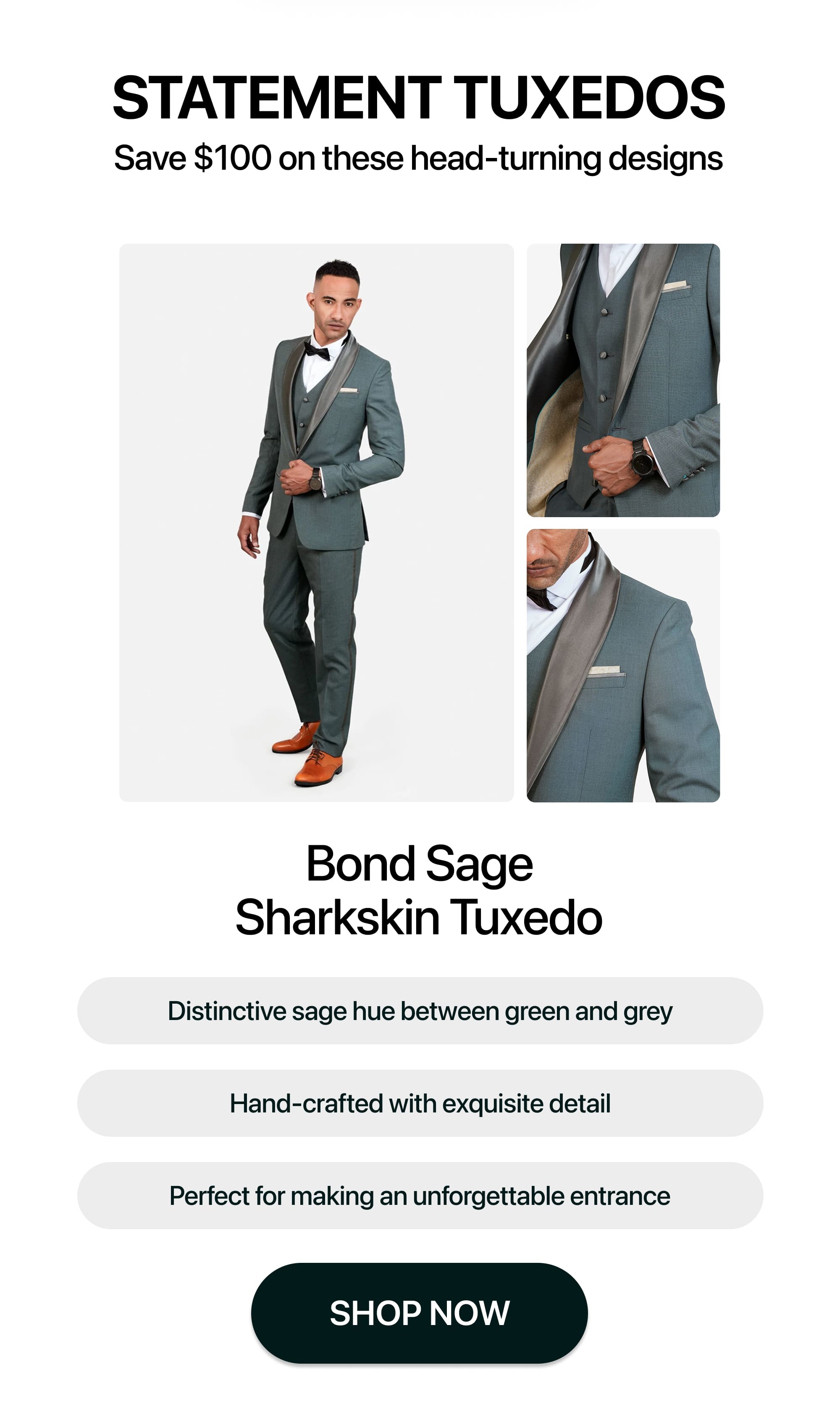 Bond Sage Sharkskin Tuxedo