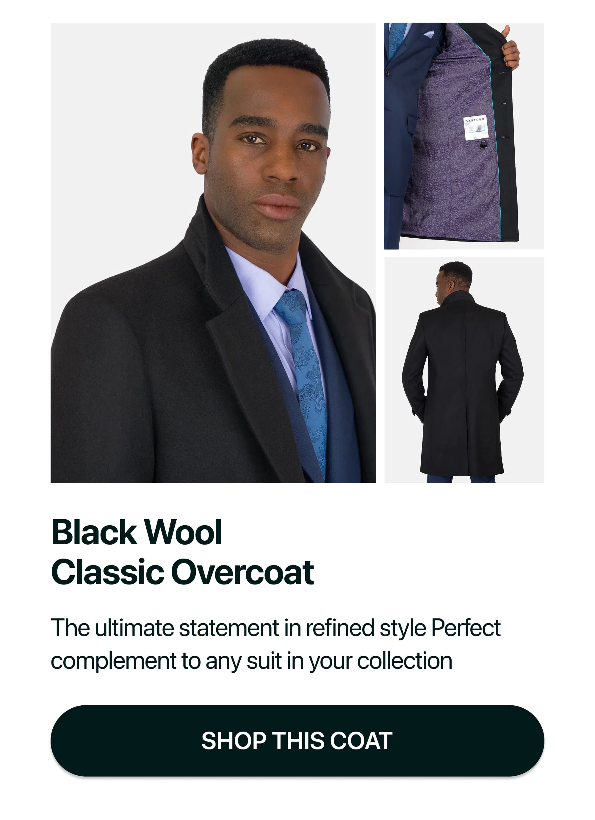 Black Wool Classic Overcoat