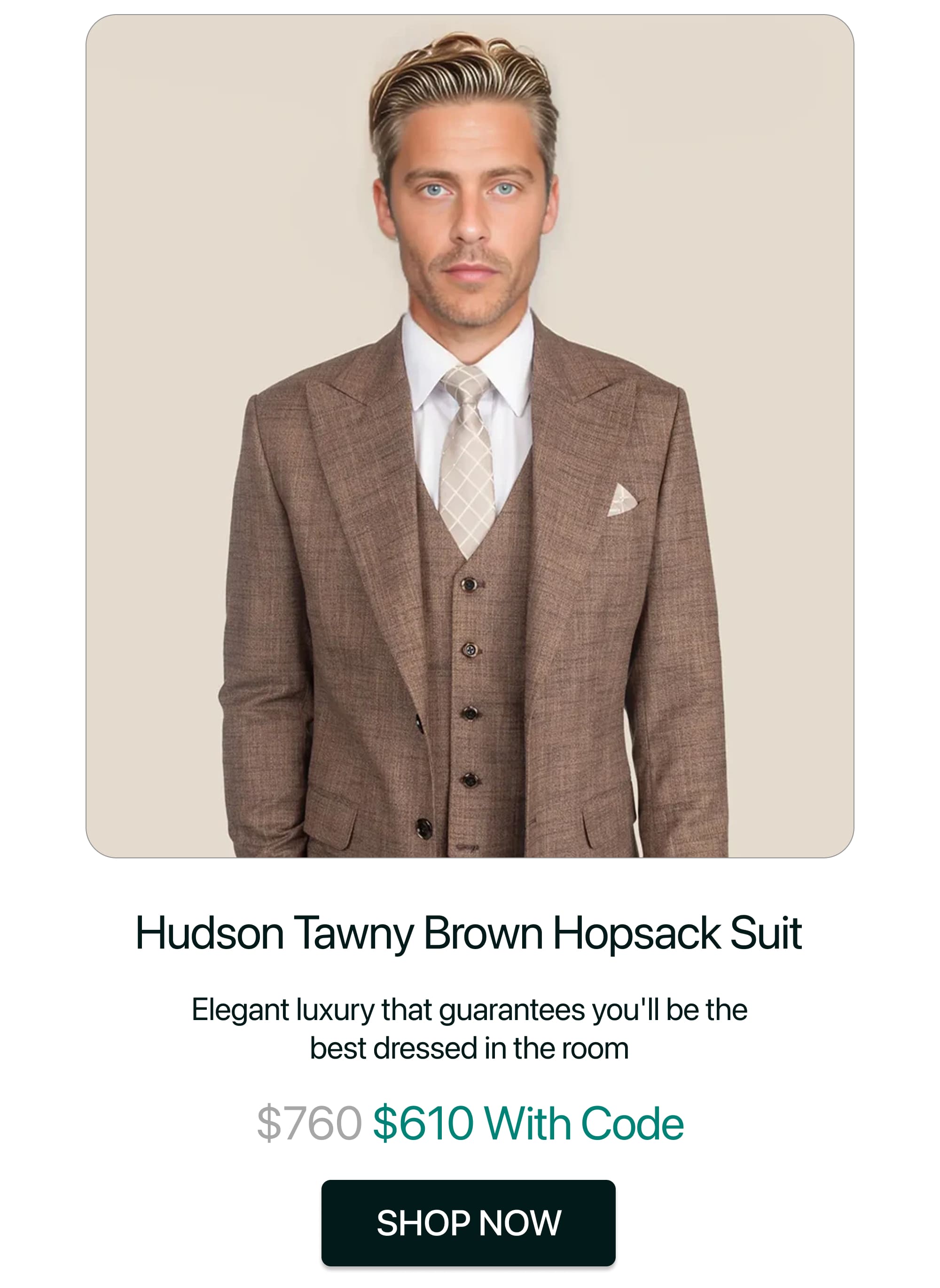 Hudson Tawny Brown Hopsack Suit