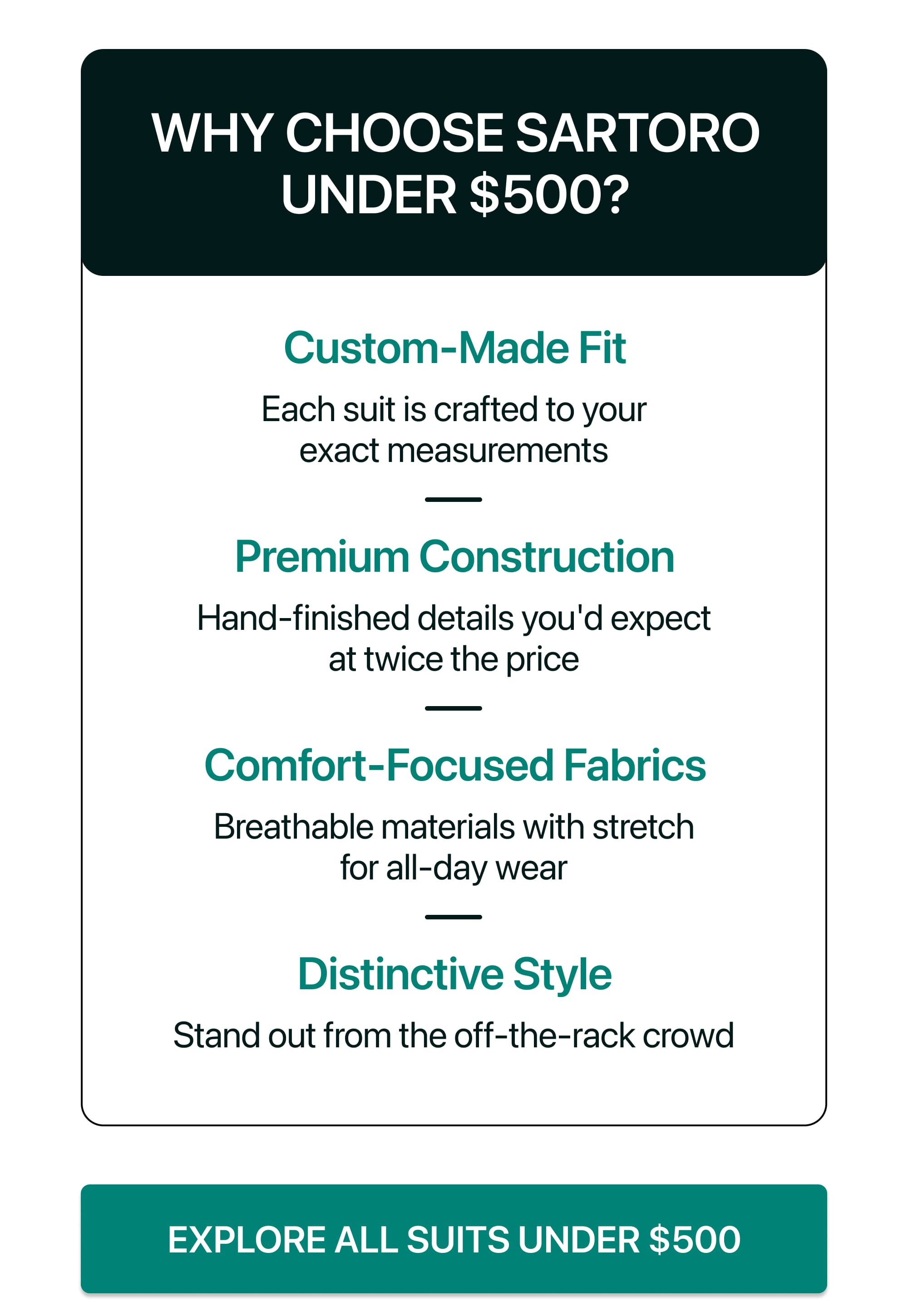 EXPLORE ALL SUITS UNDER $500