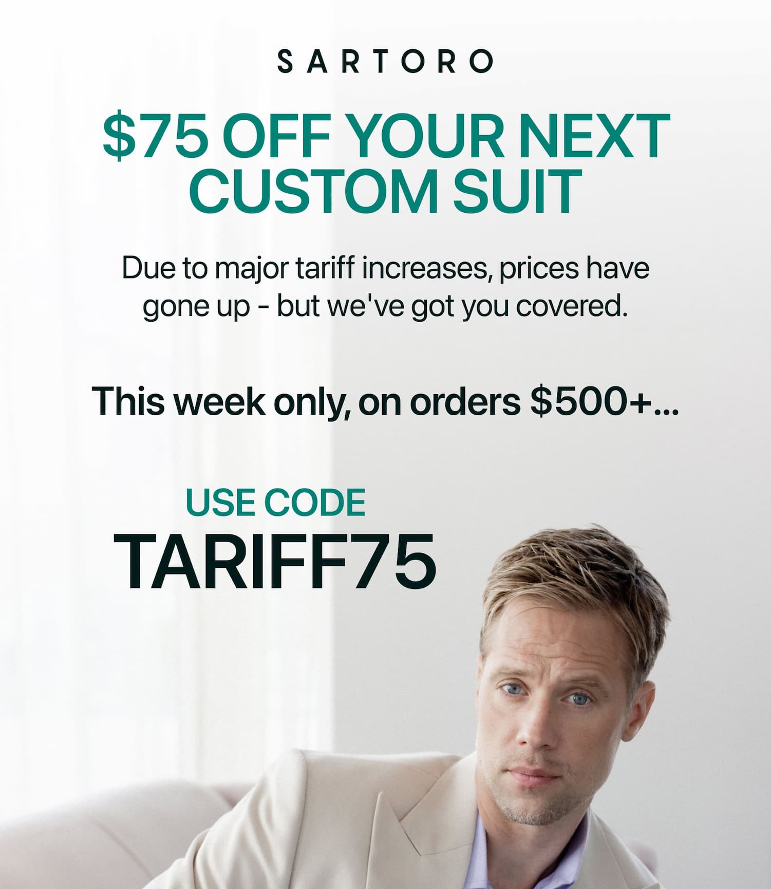 $75 OFF YOUR NEXT CUSTOM SUIT