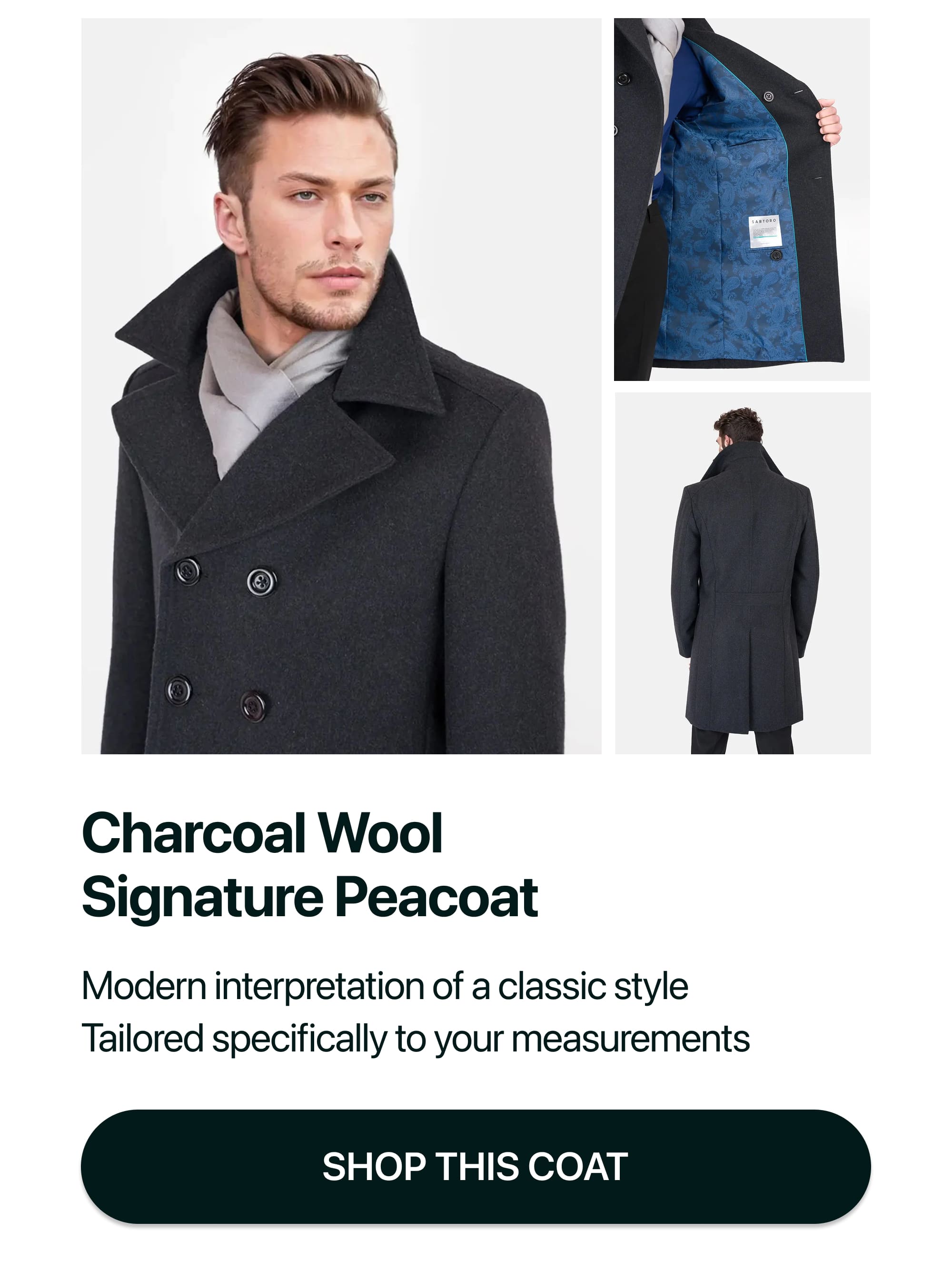 Charcoal Wool Signature Peacoat
