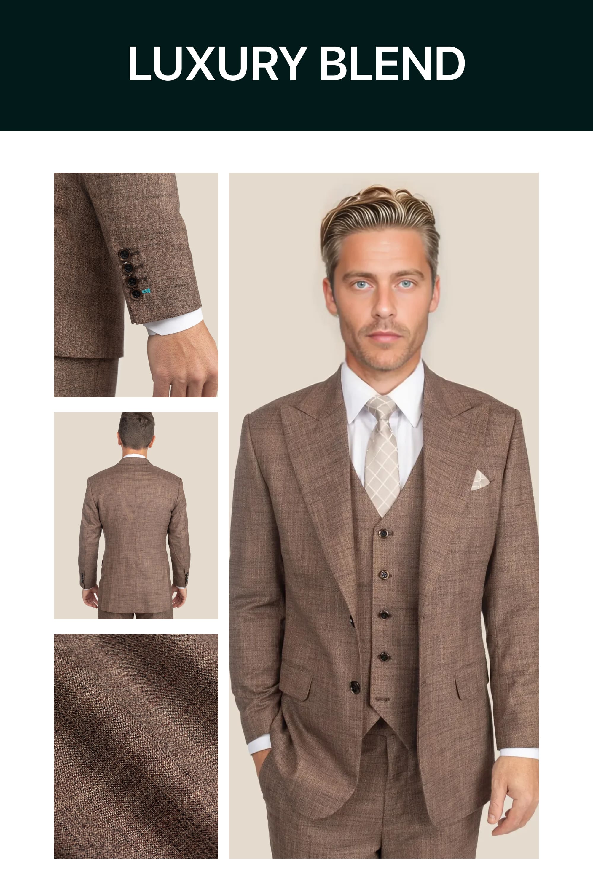 HUDSON TAWNY BROWN HOPSACK SUIT