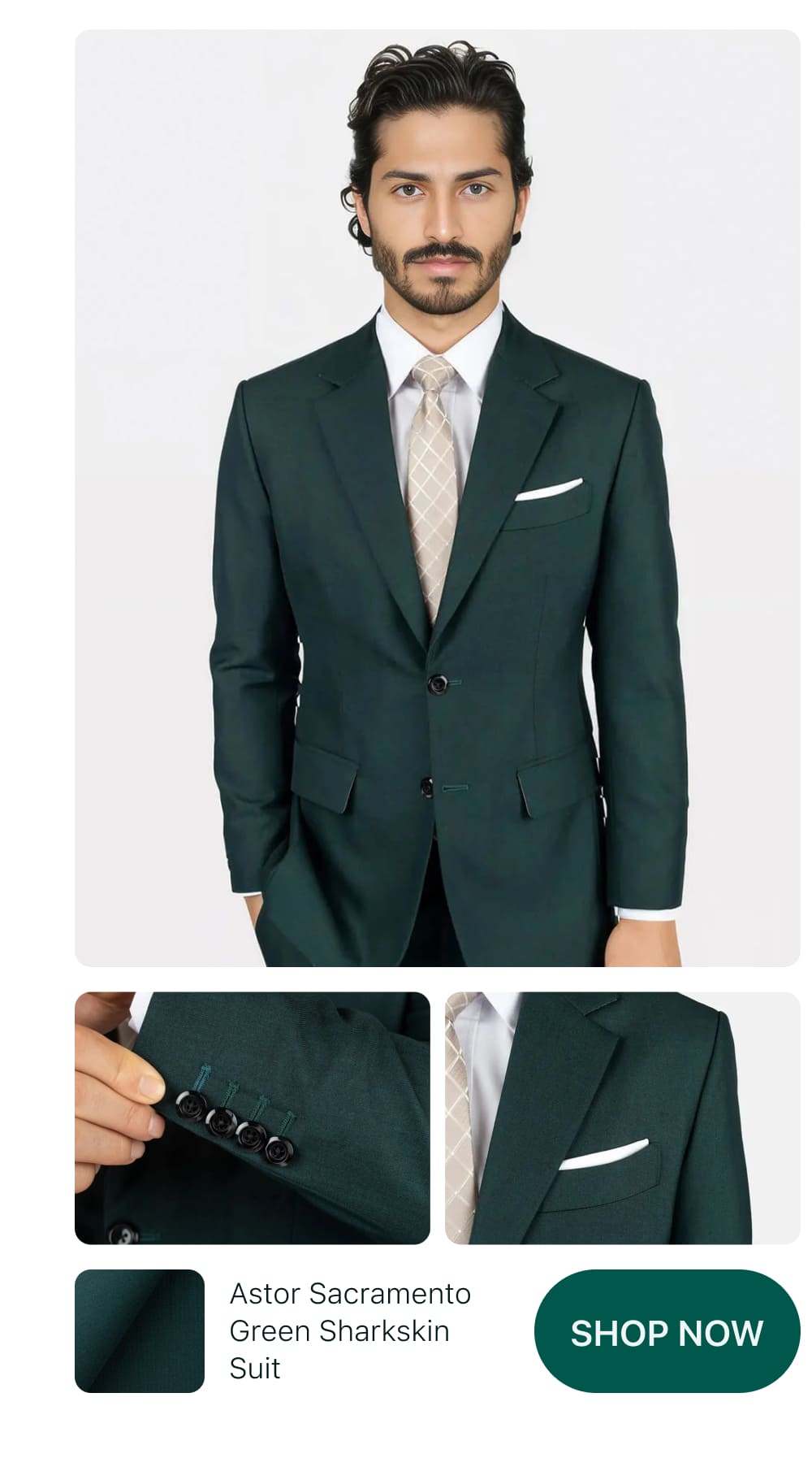 Astor Sacramento Green Sharkskin Suit