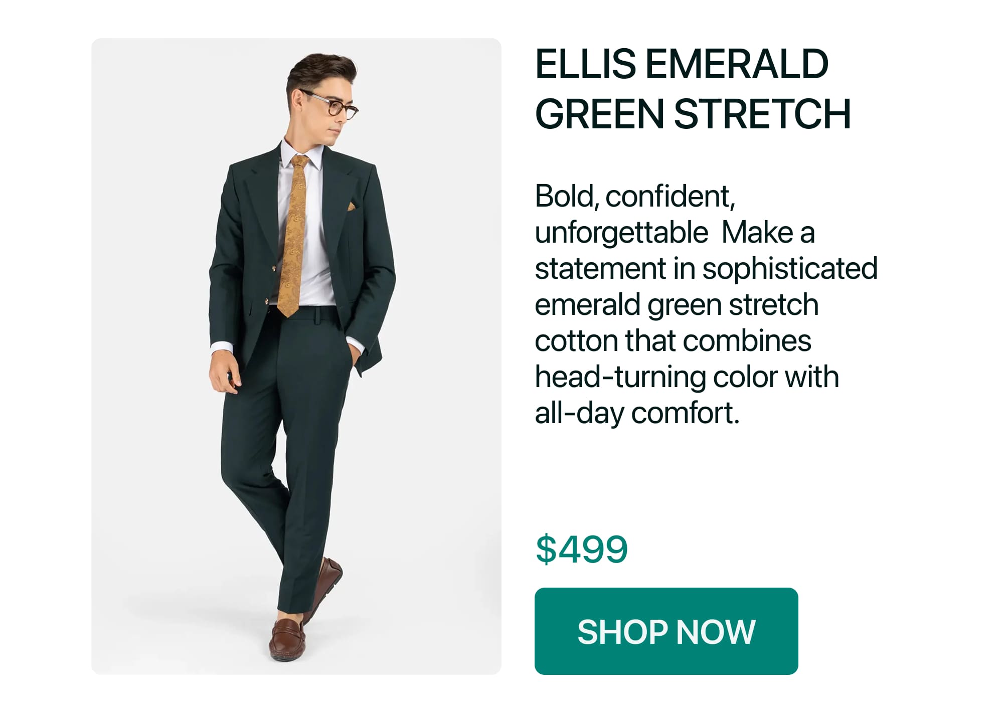 ELLIS EMERALD GREEN STRETCH