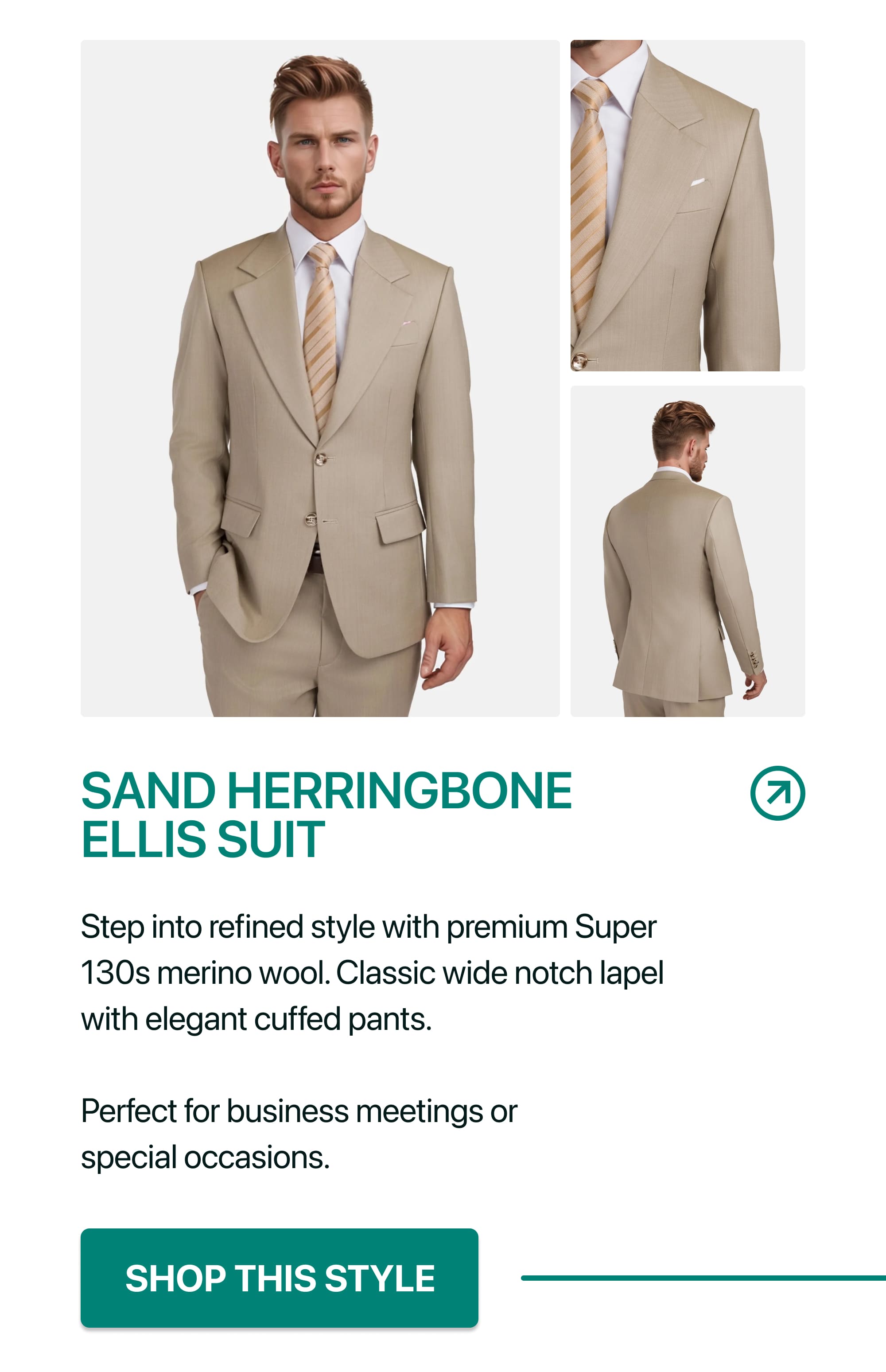 SAND HERRINGBONE ELLIS SUIT