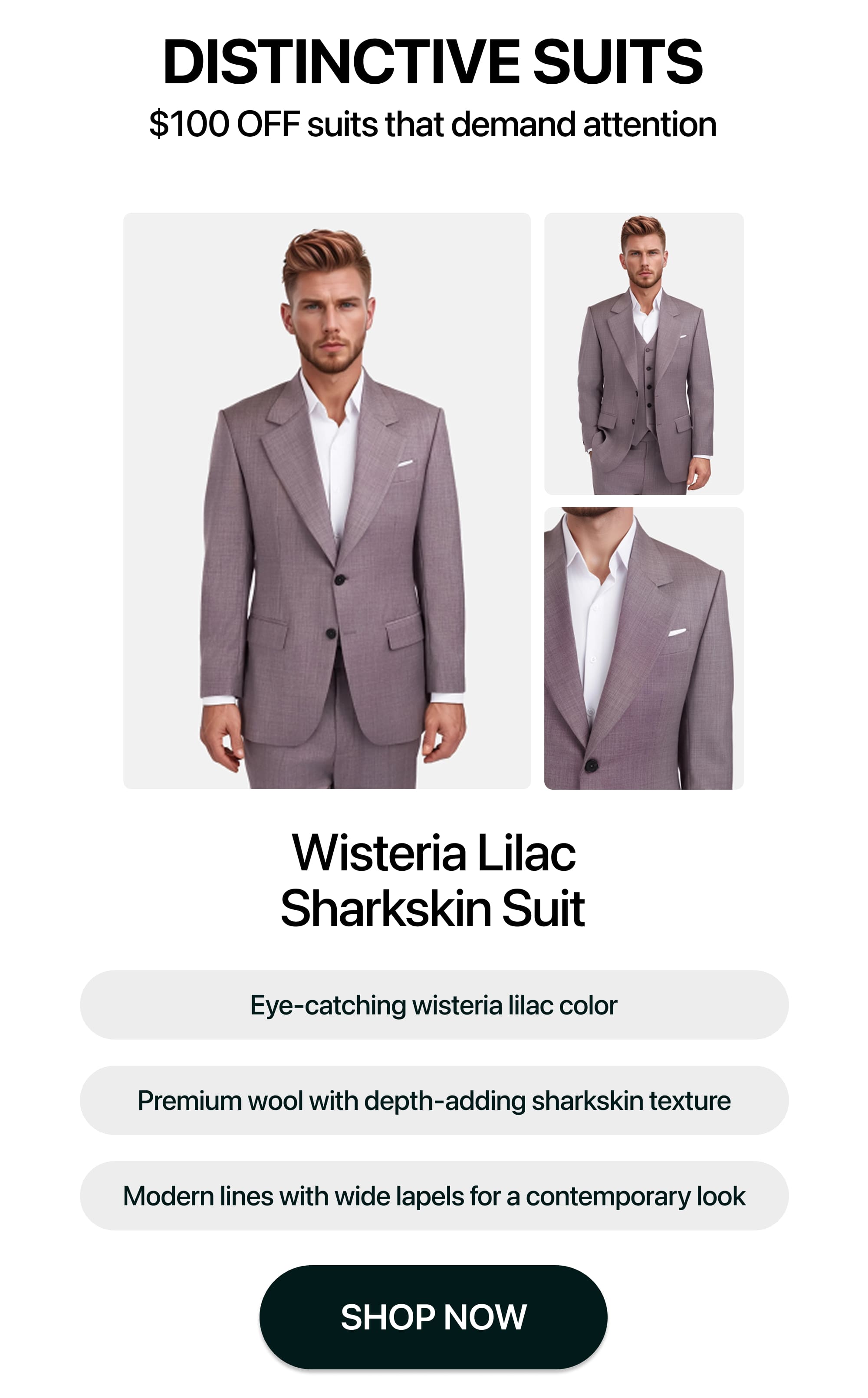 Wisteria Lilac Sharkskin Suit