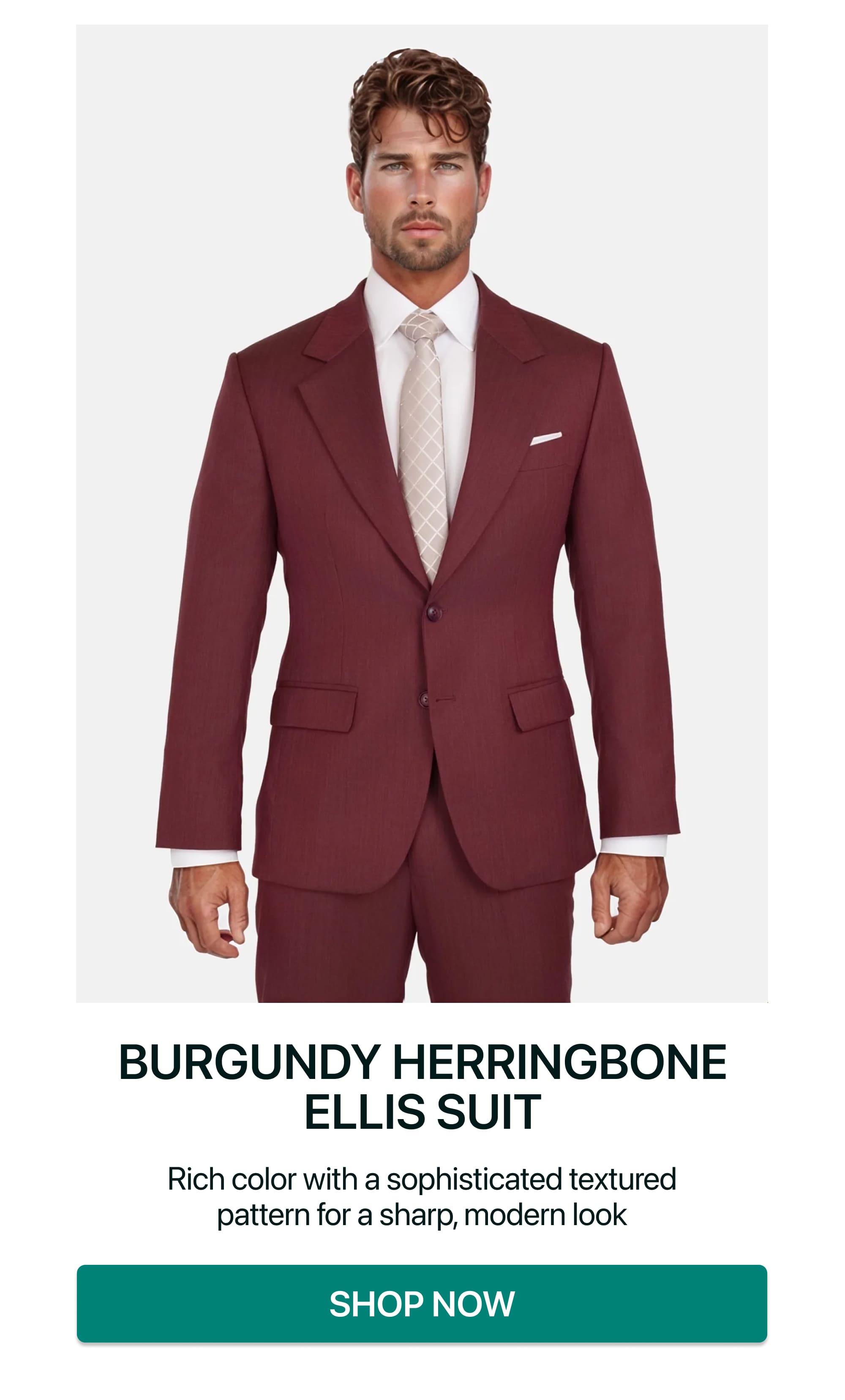 Burgundy Herringbone Ellis Suit