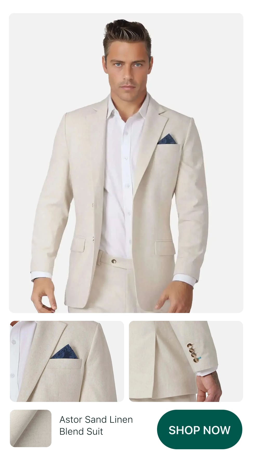 Astor Sand Linen Blend Suit